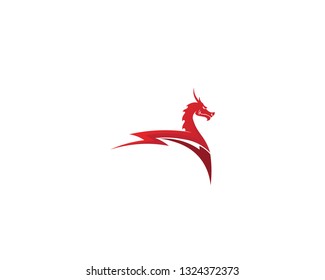 Head dragon flat color logo template vector illustration
