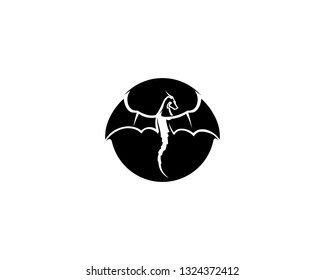 Head dragon flat color logo template vector illustration

