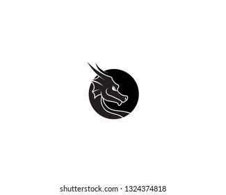 Head dragon flat color logo template vector illustration
