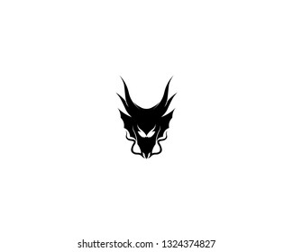 Head dragon flat color logo template vector illustration
