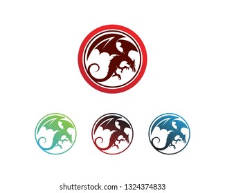 Head dragon flat color logo template vector illustration
