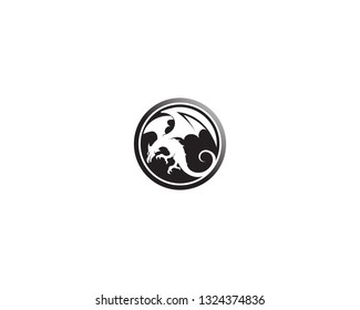 Head dragon flat color logo template vector illustration
