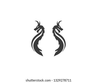Head dragon flat color logo template vector illustration
