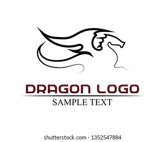 Head dragon flat color logo template vector illustration
