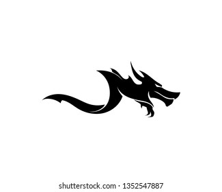 Head dragon flat color logo template vector illustration
