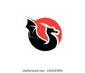 Head dragon flat color logo template vector illustration
