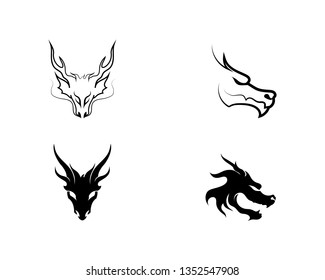 Head dragon flat color logo template vector illustration
