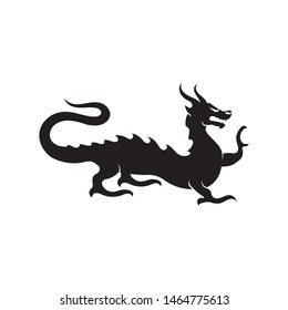 Head dragon flat color logo template vector illustration
