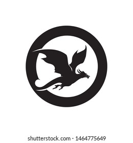 Head dragon flat color logo template vector illustration
