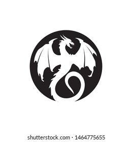 Head dragon flat color logo template vector illustration
