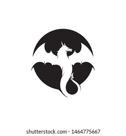 Head dragon flat color logo template vector illustration
