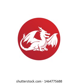 Head dragon flat color logo template vector illustration
