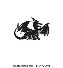 Head dragon flat color logo template vector illustration
