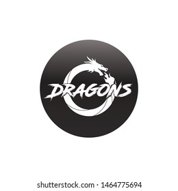 Head dragon flat color logo template vector illustration
