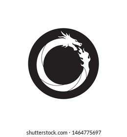 Head dragon flat color logo template vector illustration
