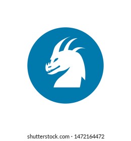 Head dragon flat color logo template vector illustration