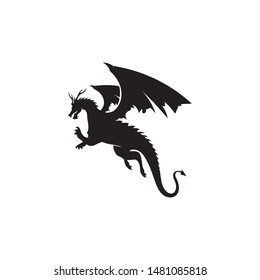 Head dragon flat color logo template vector illustration
