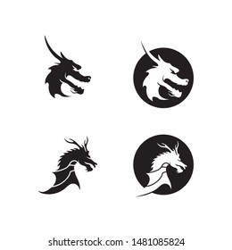 Head dragon flat color logo template vector illustration
