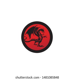 Head dragon flat color logo template vector illustration
