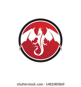 Head dragon flat color logo template vector illustration
