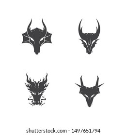 Head dragon flat color logo template vector illustration
