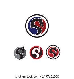 Head dragon flat color logo template vector illustration
