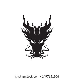 Head dragon flat color logo template vector illustration
