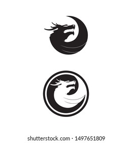 Head dragon flat color logo template vector illustration
