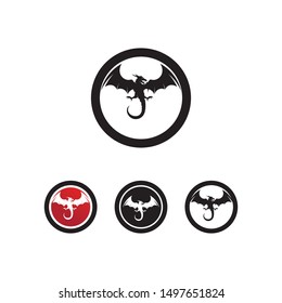 Head dragon flat color logo template vector illustration
