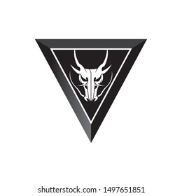 Head dragon flat color logo template vector illustration
