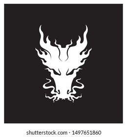 Head dragon flat color logo template vector illustration

