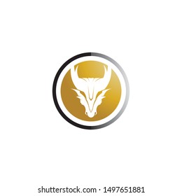 Head dragon flat color logo template vector illustration
