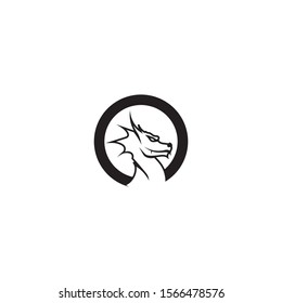 Head dragon flat color logo template vector illustration design