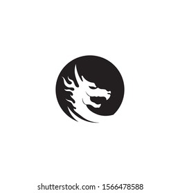 Head dragon flat color logo template vector illustration design