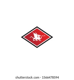 Head dragon flat color logo template vector illustration design