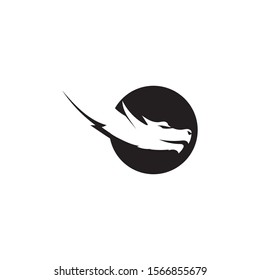Head dragon flat color logo template vector illustration design