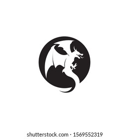 Head dragon flat color logo template vector illustration design