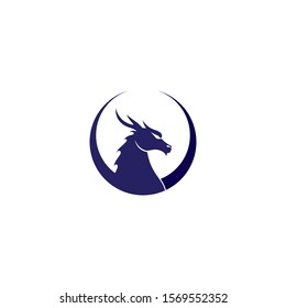 Head dragon flat color logo template vector illustration design