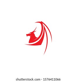 Head dragon flat color logo template vector illustration design