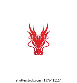 Head dragon flat color logo template vector illustration design