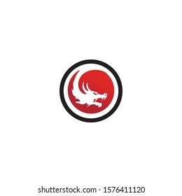 Head dragon flat color logo template vector illustration design
