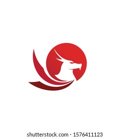 Head dragon flat color logo template vector illustration design