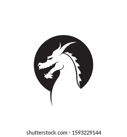 Head dragon flat color logo template vector illustration design