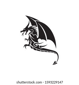 Head dragon flat color logo template vector illustration design