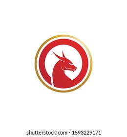 Head dragon flat color logo template vector illustration design
