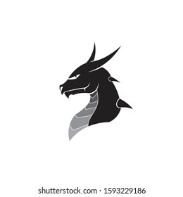 Head dragon flat color logo template vector illustration design
