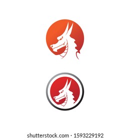 Head dragon flat color logo template vector illustration design