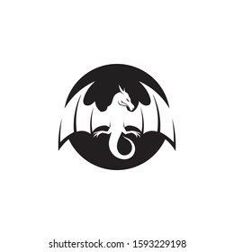 Head dragon flat color logo template vector illustration design