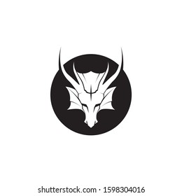 Head dragon flat color logo template vector illustration design