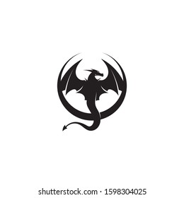 Head dragon flat color logo template vector illustration design